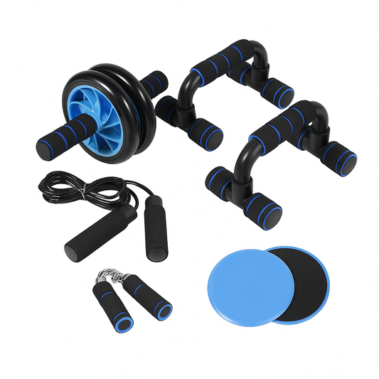 FitCrush™ HomeCore Kit – 5-in-1 Compact Workout Pack with Mini Ab Roller